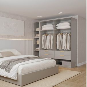 Guarda-roupa Modulado 3 Peças sem Portas Jade CabeCasa MadeiraMadeira Cinza Urbano