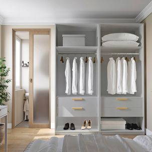 Guarda-roupa Modulado 2 Peças sem Portas Jade CabeCasa MadeiraMadeira Cinza Urbano