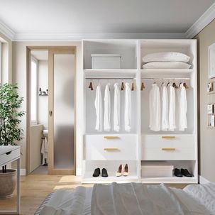 Guarda-roupa Modulado 2 Peças sem Portas Jade CabeCasa MadeiraMadeira Branco Fosco