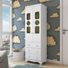 Guarda-roupa Infantil 61,7cm 2 Portas 3 Gavetas com Janelas e Pés Ezra 100% Mdf Espresso Móveis Branco Brilho