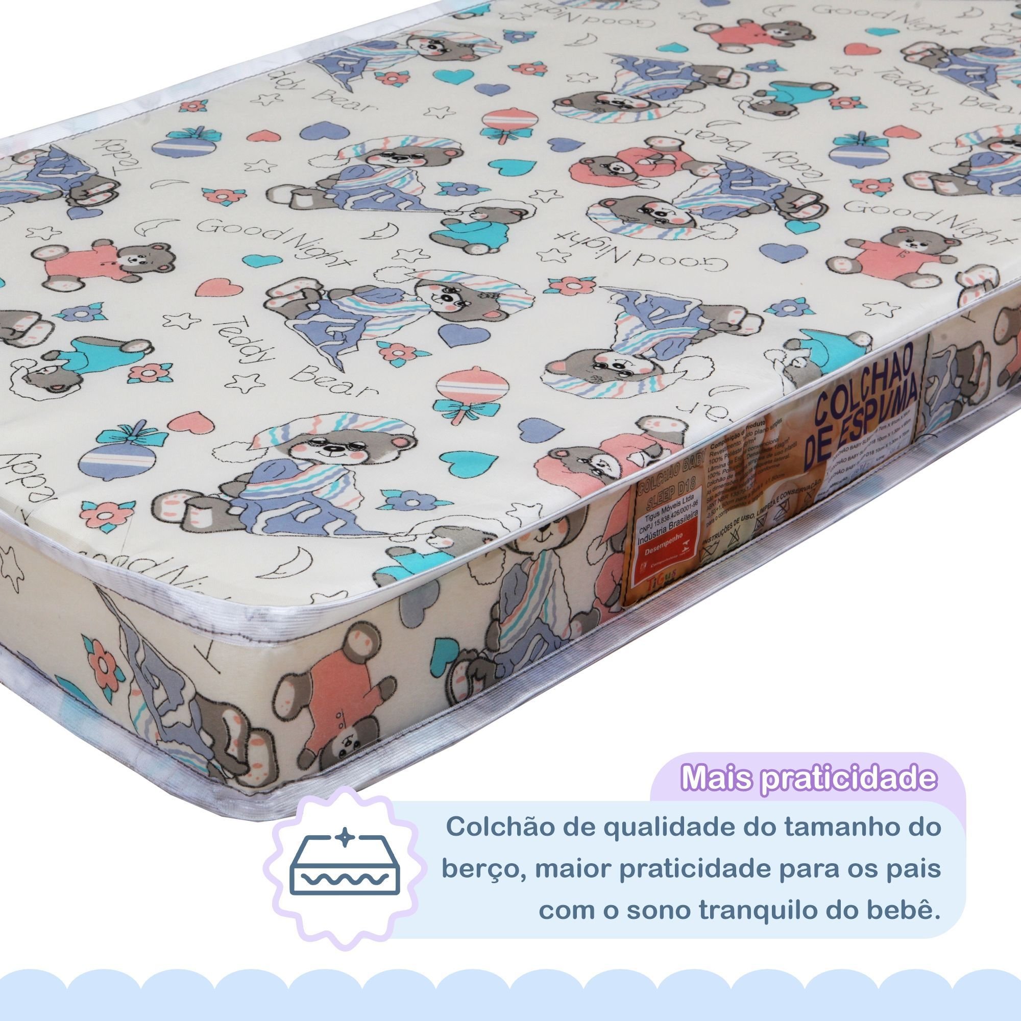 Mini Berço com Colchão Tigus Branco