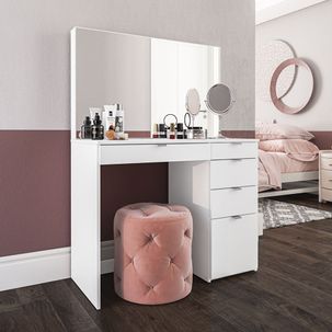 Penteadeira 5 Gavetas 1 Divisor Linden Branco