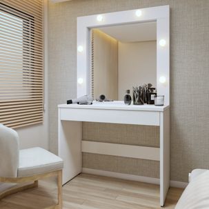 Penteadeira Camarim  100% MDF 180 X 110,3cm Requinte Branco AB