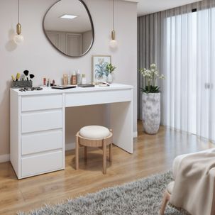 Penteadeira 5 Gavetas 100% MDF Sem Espelho Giulia Yescasa Branco