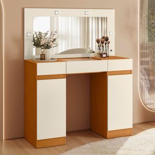 Penteadeira Camarim 2 Portas 3 Gavetas Studio Cinamomo/Off White