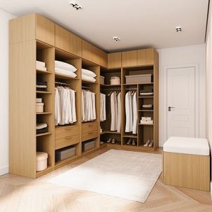 Guarda-roupa Modulado de Canto 10 Peças 9 Portas Jade CabeCasa MadeiraMadeira Avelã