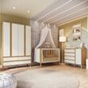 Quarto de Bebê Berço Arredondado 3 em 1 Guarda-roupa 4 Portas e Cômoda 100% Mdf Luly Espresso Móveis Off White/Amêndoa