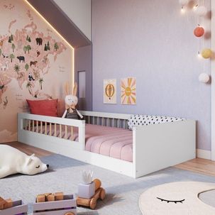 Cama Montessoriana de Solteiro Linha Affetto com Colchão Incluso Branco