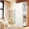 Guarda Roupa Infantil 2 Portas 3 Gavetas e Prateleira Externa 100% Mdf Smim Branco Brilho