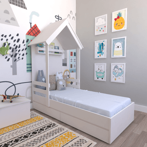 Cama Infantil Lara com Gavetas 157cm X 153cm Branco