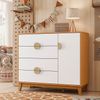 Cômoda Infantil 4 Gavetas e 1 Porta Kid em MDF Cinamomo/Branco