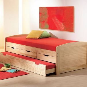 Bicama Solteiro em Madeira Maciça Amarelo Madeira