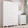 Quarto Infantil com Guarda-roupa 4 Portas e Cômoda 4 Gavetas 100% Mdf Mimo Espresso Móveis Branco Brilho