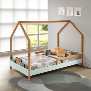 Cama Montessori Moana 140x95x205 Cm Verde/Amêndoa