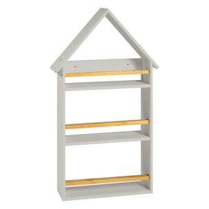 Prateleira Casinha 106x68x10cm Infantil Cinza/Amêndoa