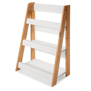 Porta Livros de Chão 85cm X 24 Cm X 58 Cm Branco/Amêndoa