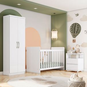 Quarto de Bebê Completo Fantasia Espresso Móveis Branco