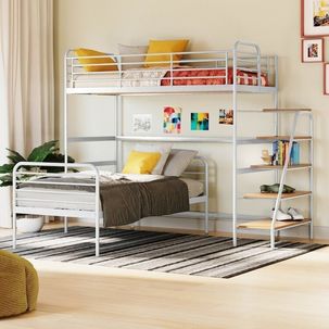 Beliche com Escada Lateral em Ferro Aço Carbono Tubular Teko Casatema Branco Fosco /Álamo