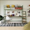 Conjunto Cama Alta em Aço Infantil / Juvenil com Mesa de Estudos Teko Casatema Verde / Álamo