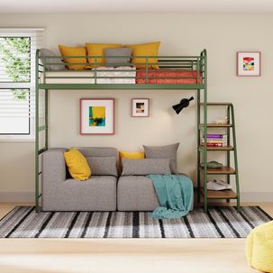 Cama Alta em Ferro Aço Carbono Tubular Teko Casatema Verde / Álamo