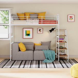 Cama Alta em Aço Infantil/juvenil Teko Casatema Branco Fosco / Álamo