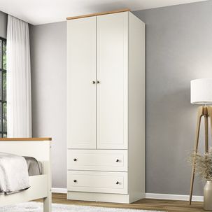 Guarda-Roupa Solteiro 2 Portas 2 Gavetas Ananda CabeCasa MadeiraMadeira OFFWHITE