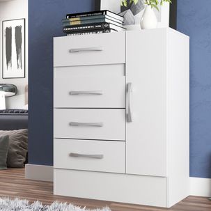 Cômoda Sapateira 4 Gavetas 1 Porta Branco