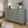Cômoda Alice 10 Gavetas em 100% Mdf Verde/Louro Freijó