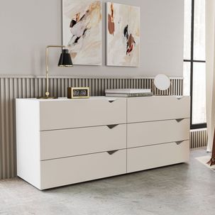 Cômoda 6 Gavetas 63,1x150,1x46 Cm Porto Branco/Creme