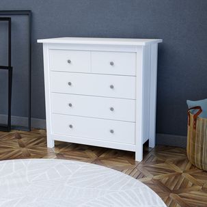 Cômoda 5 Gavetas em Madeira Maciça Alba Branco