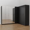 Guarda Roupa Modulado de Canto com Espelho 9 Portas 4 Peças Hera CabeCasa MadeiraOriginals Preto/Preto