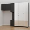Guarda Roupa Modulado Solteiro 7 Portas com Espelho e Mesa de Cabeceira Hera CabeCasa MadeiraMadeira// Preto/Preto