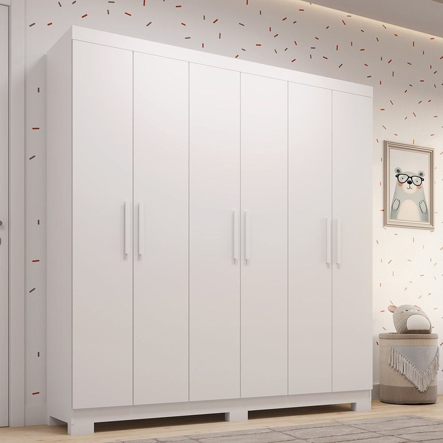Guarda-roupa Infantil 6 Portas 100% MDF 164cm Stellari Espresso