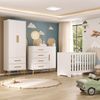 Quarto Infantil com Guarda-Roupa 2 Portas 2 Gavetas com Cômoda e Berço Magia Espresso Móveis Branco