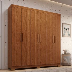 Guarda-roupa Infantil 6 Portas 164,10cm X 188cm 100% Mdf Stellari Espresso Móveis Cinamomo