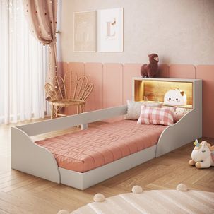 Cama Montessoriana Infantil com Protetor e Iluminação em Led Lille Arenas