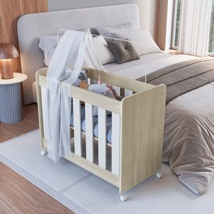 Mini Berço para Quarto de Bebê 4 em 1 Evolutivo Carvalho Araguaia / Branco