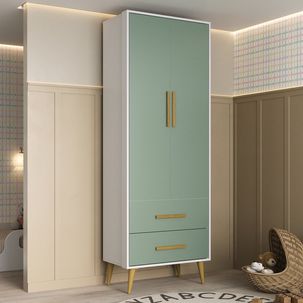 Guarda-roupa Infantil Encanto Espresso Móveis Branco/Verde
