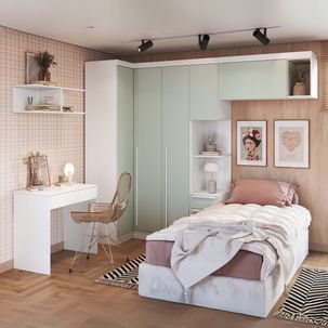 Guarda-roupa Infantil Modulado 6 Peças Infinity Branco Line/Pistache