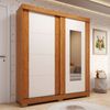 Guarda-roupa Infantil 2 Portas de Correr Espelho 160cm X 200cm 100% Mdf Fantelli Espresso Móveis Cinamomo/Off White