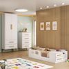 Quarto Infantil Completo Guarda-Roupa 2 Portas 2 Gavetas com Cômoda e Cama Magia Espresso Móveis Branco