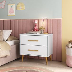 Mesa de Cabeceira Infantil 2 Gavetas Arco-íris Branco