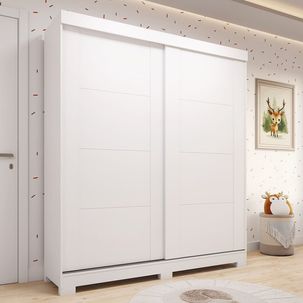Guarda-roupa Infantil 2 Portas de Correr Flex Color 160cm X 200cm 100% Mdf Fantelli Espresso Móveis Branco