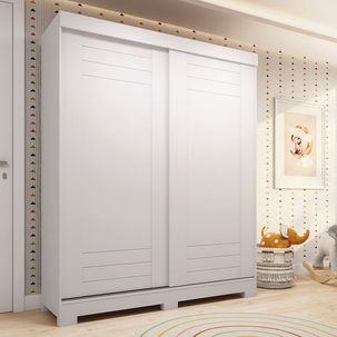 Guarda-roupa Infantil 2 Portas de Correr 140cm X 188cm 100% Mdf Lunara Espresso Móveis Branco