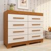 Cômoda Infantil 8 Gavetas 100% Mdf 111,70cm X 100,50cm Brincare Espresso Móveis Cinamomo/Off White