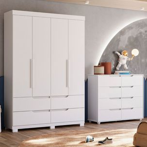 Conjunto Infantil Guarda-Roupa e Cômoda Circus Branco