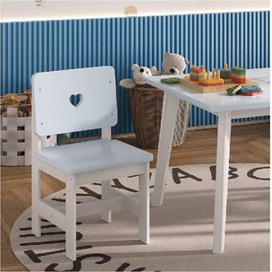 Cadeira Infantil em Madeira Maciça 29cm X 57,5 Sofia Branco/ Azul