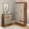 Quarto Infantil com Cômoda 4 Gavetas e 1 Porta Guarda-Roupa 4 Portas e 2 Gavetas Ninho Castanho/Off White