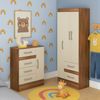Quarto Infantil com Cômoda 4 Gavetas e 1 Porta Guarda-Roupa 3 Portas e 2 Gavetas Ninho Castanho/Off White