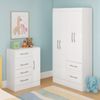 Quarto Infantil com Cômoda 4 Gavetas e 1 Porta Guarda-Roupa 4 Portas e 2 Gavetas Ninho Branco